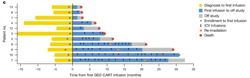 GD2 CAR-T细胞疗法治疗胶质瘤的数据