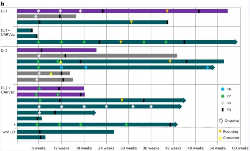 CAR-T细胞疗法联合mRNA疫苗的治疗数据