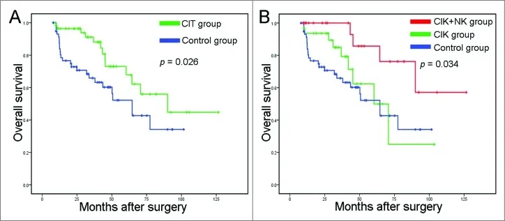 NK细胞联合CIK细胞治疗非小细胞肺癌的数据