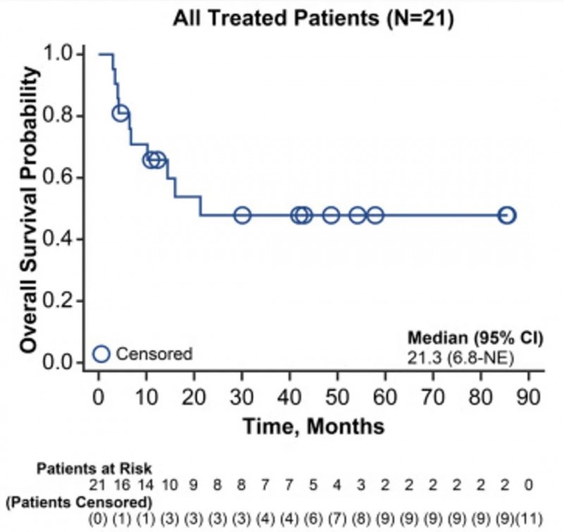 TIL细胞疗法治疗黑色素瘤的中位总生存期数据
