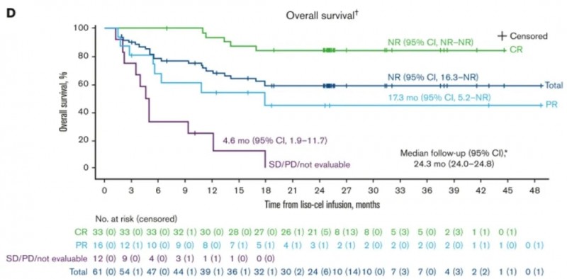 liso-cel CAR-T治疗淋巴瘤的中位无事件生存期