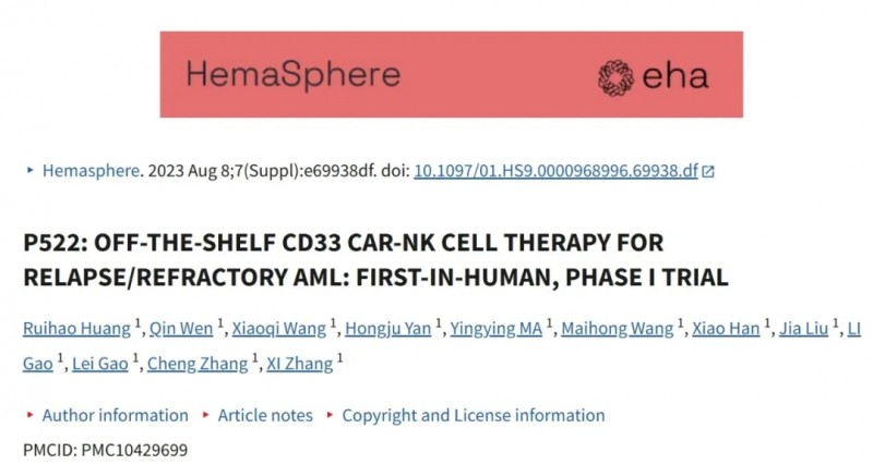 CD33 CAR-NK的报道