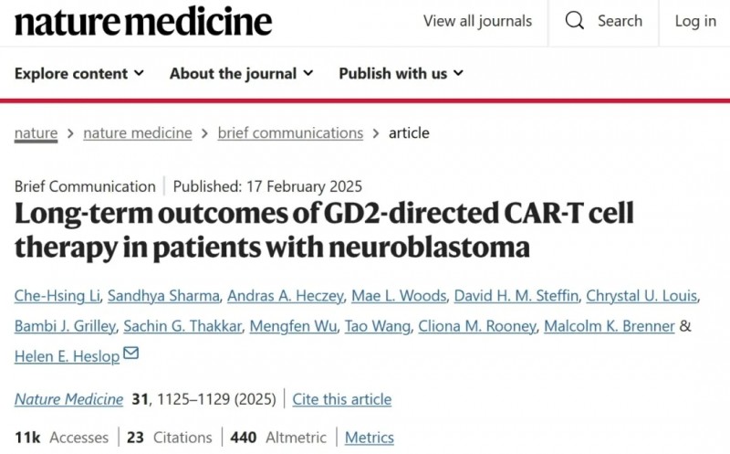 自然杂志报道GD2 CAR-T治疗神经母细胞瘤