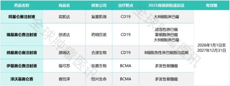 进入2025年商保的CAR-T细胞疗法