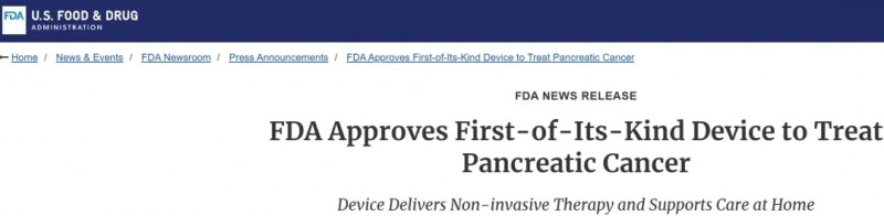 FDA报道TTFields治疗胰腺癌