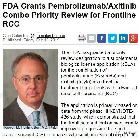 阿西替尼+派姆单抗(K药、健痊得)升级为晚期肾癌治疗的一线治