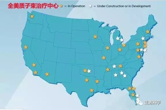 美国的癌症质子束治疗中心分布