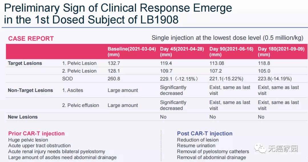 接受最低剂量LB1908治疗患者表现出临床缓解征兆