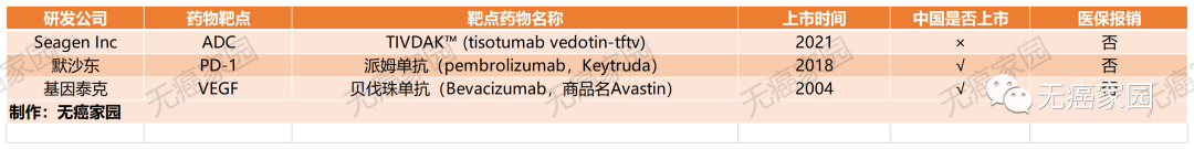 宫颈癌靶向治疗药物