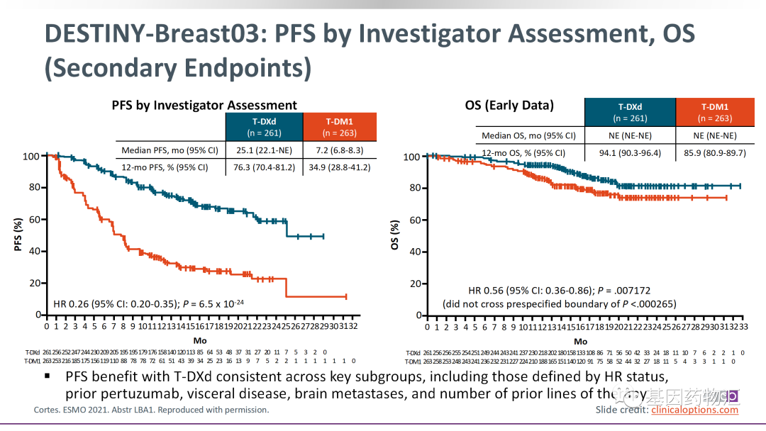 Enhertu和T-DM1一年生存率对比 Enhertu和T-DM1一年生存率对比