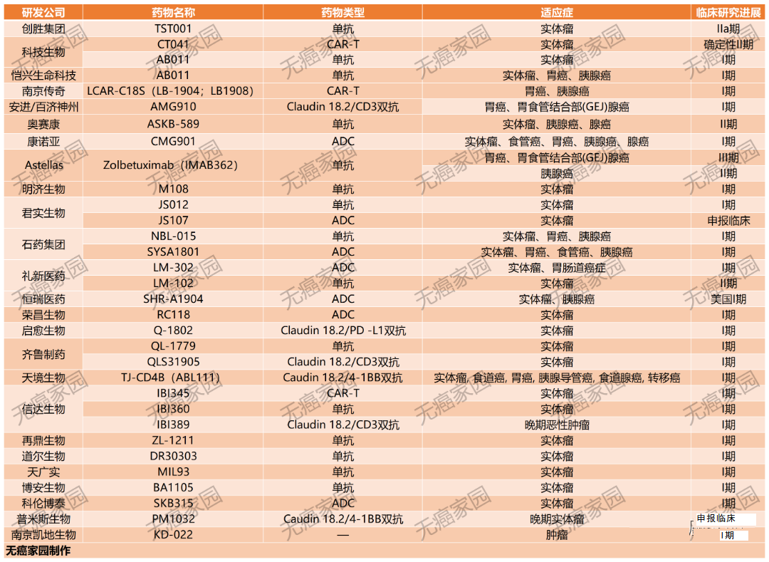 靶向Claudin18.2的胰腺癌新药