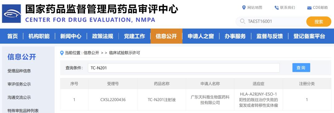 TC-N201临床试验申请获批 TC-N201临床试验申请获批