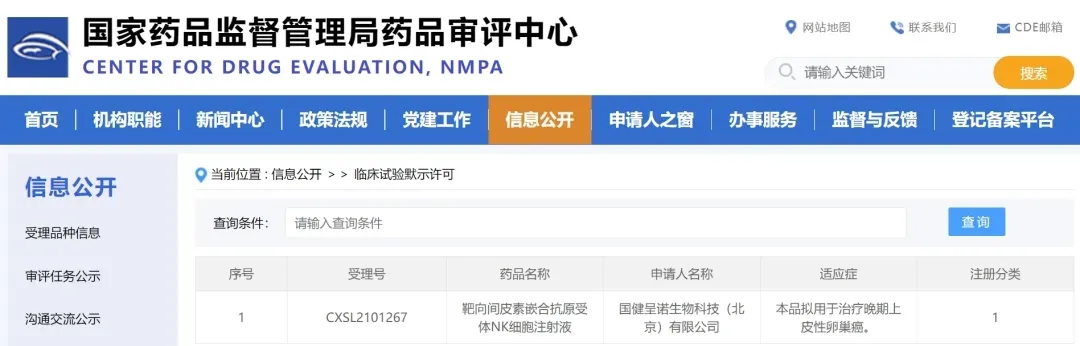 MSLN CAR-NK注射液临床试验在中国获批 MSLN CAR-NK注射液临床试验在中国获批