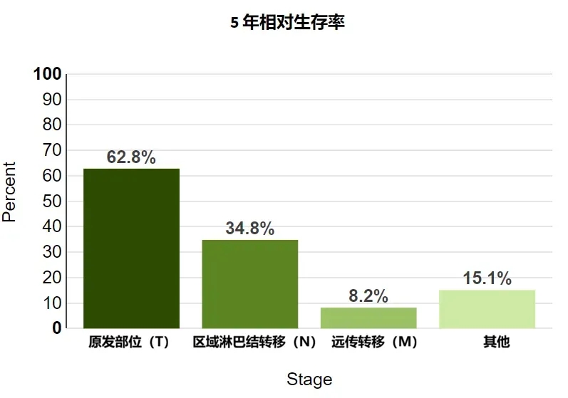 肺癌五年相对生存率